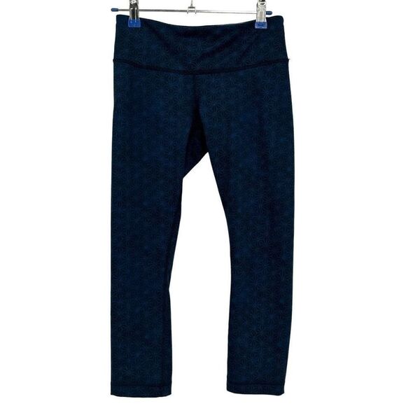Lululemon Wunder Under Scatter Starburst Blue Crop Leggings Size 4 - Picture 1 of 10
